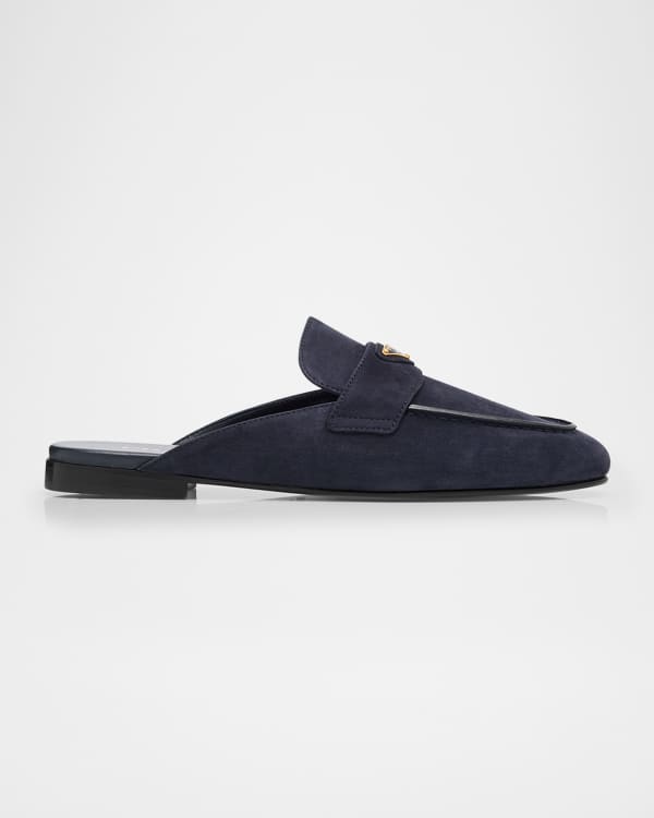 Prada Velvet Logo Loafer Mules Neiman Marcus