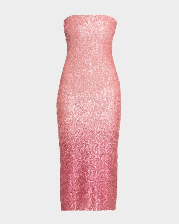 REBECCA VALLANCE Yvonne Strapless Flower-Embellished Midi