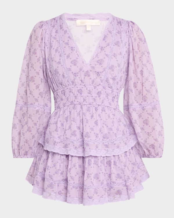 Whitley Floral Lace Patchwork Tiered Mini Dress