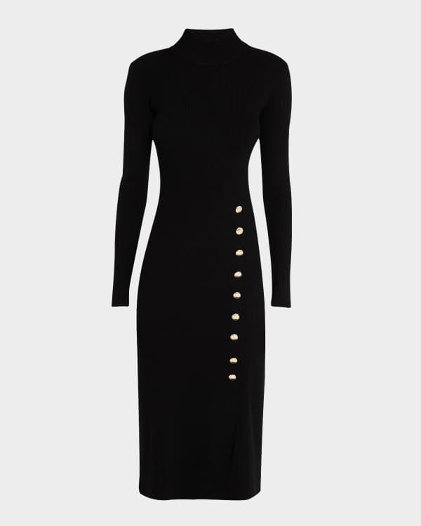 Ribbed mock button bodycon dress discount