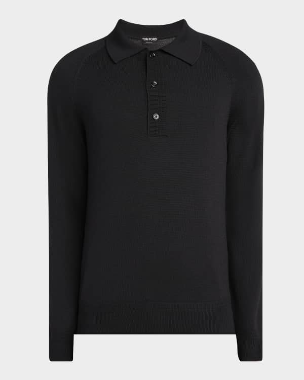 【送料&関税込】Tom Ford Wool Polo TOM FORD long-sleeve Wool Polo Shirt | Blue | FARFETCH