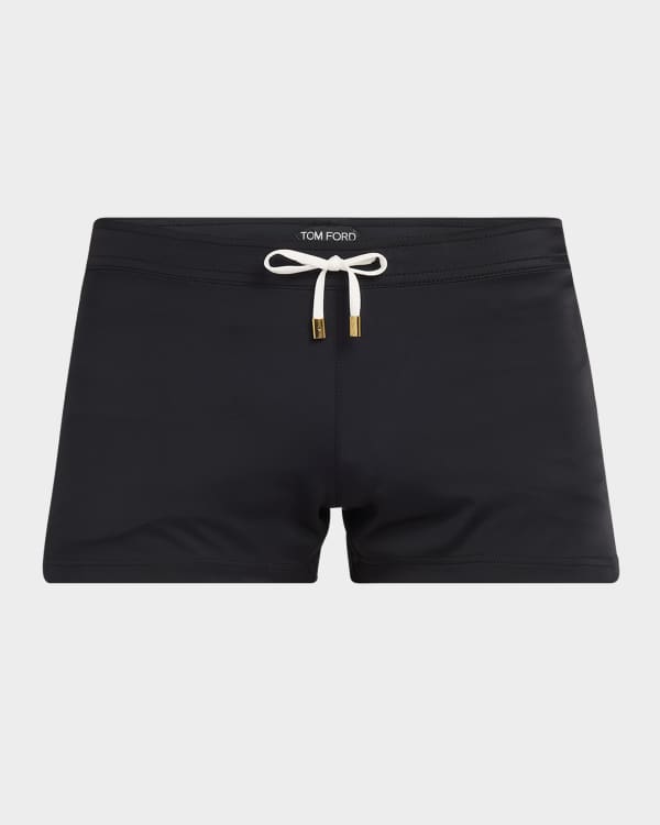 TOM FORD Men's Floral-Print Poplin Swim Shorts | Neiman Marcus