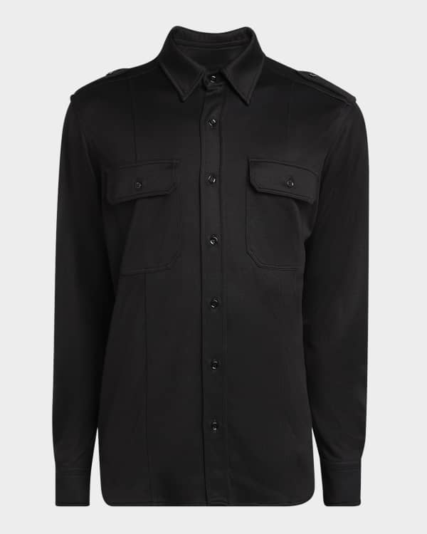 TOM FORD Men's Gradient Check Western Button-Down Shirt
