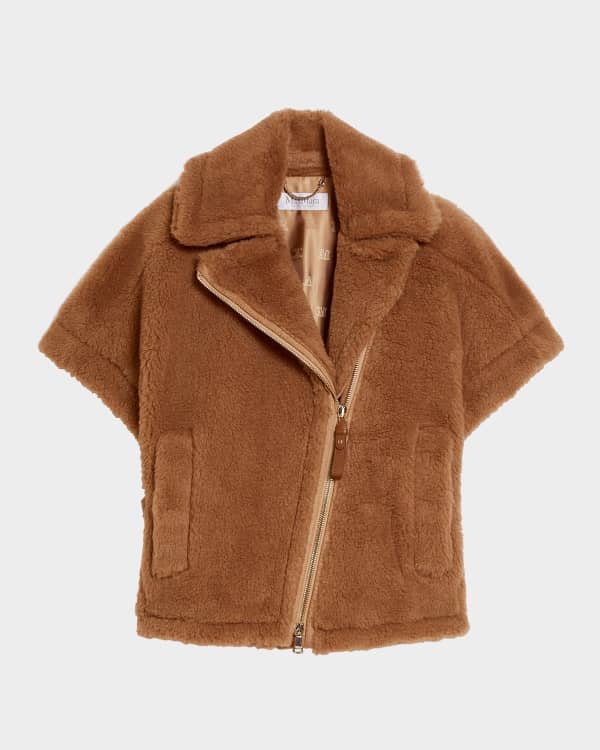Max Mara Hilde Two-Tone Logo Wool Poncho | Neiman Marcus
