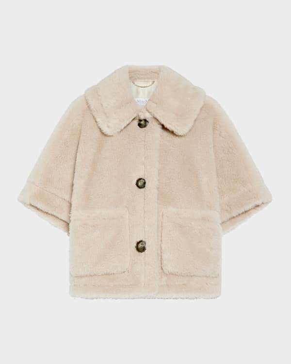 Max Mara Cambusa Wool-Blend Teddy Cape | Neiman Marcus