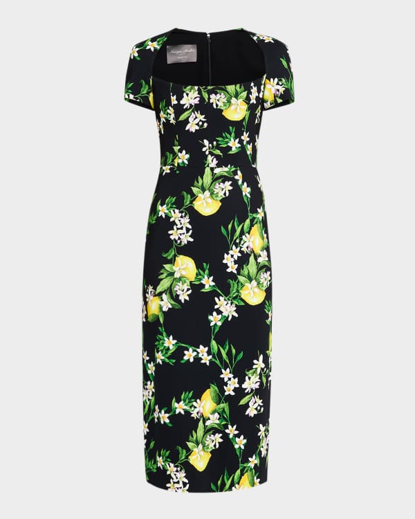 Monique Lhuillier Corinne Strapless Side Slit Rosette Midi Dress Neiman Marcus