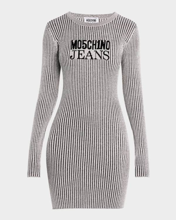 Moschino Jeans Long-Sleeve Pearl Mini Dress | Neiman Marcus