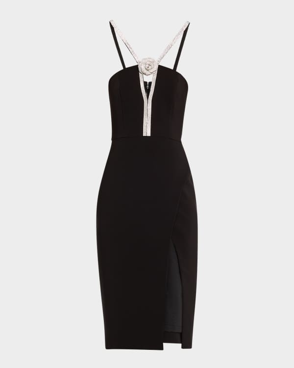 Liv Foster Bead-Fringe Halter Mini Dress | Neiman Marcus