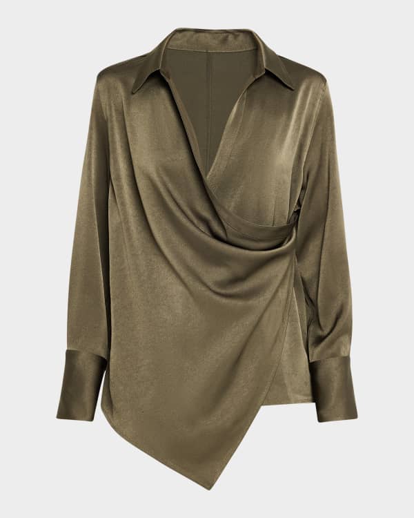 Relaxed Silk Wrap Shirt 