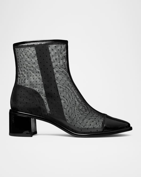 Stuart Weitzman Flareblock Leopard Print Leather Ankle Boots Neiman Marcus