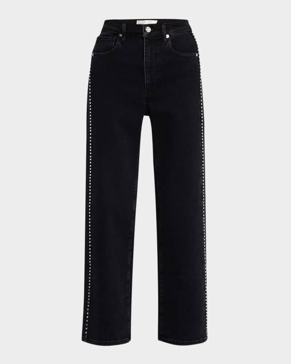 Cinq a Sept Dara Rhinestone Straight-Leg Denim Pants