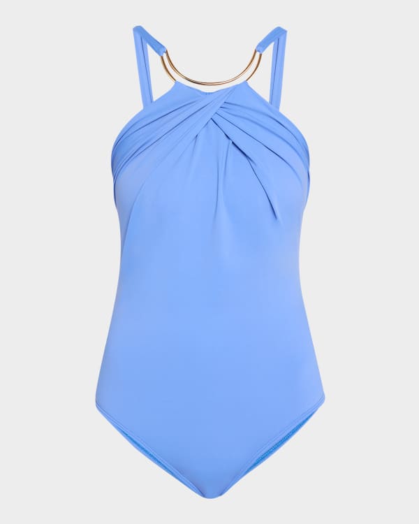 ワンピース HUECLOSET Dot Ribbon Square Neck One Piece HERMOZA Lupe Square-Neck One-Piece Swimsuit | Neiman Marcus