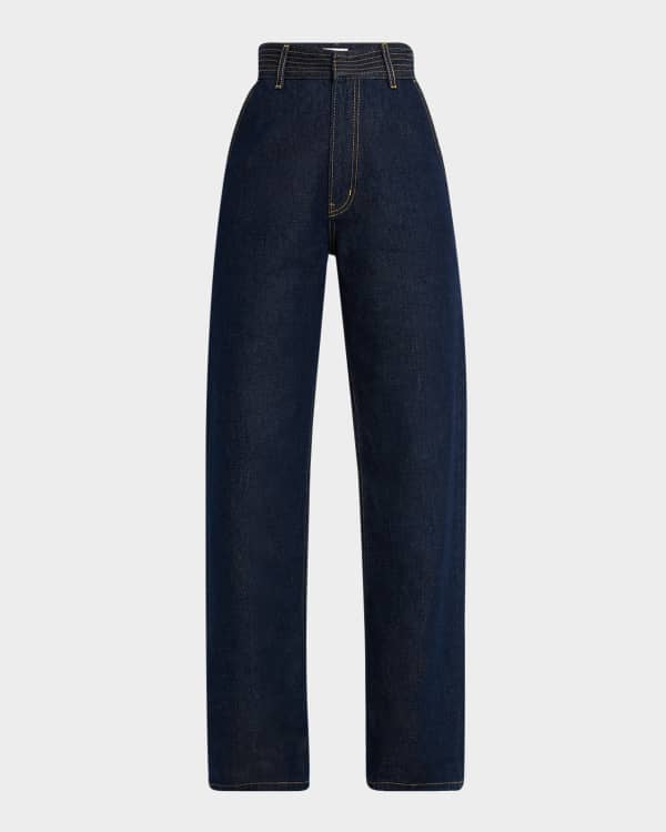 FRAME Super Drape Drawstring Wide-Leg Jeans | Neiman Marcus