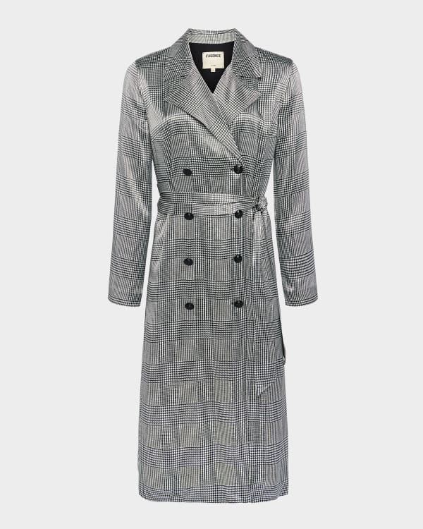 L Agence Venus Trench Coat with Contrast Trim Neiman Marcus