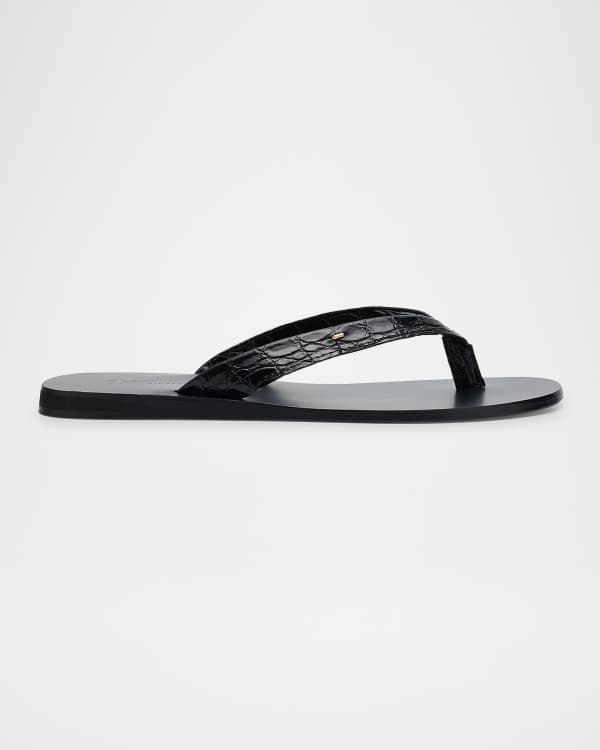 Versace Men's Crisscross Greca Leather Sandals | Neiman Marcus