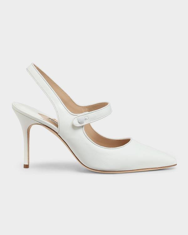 Manolo Blahnik 50mm Cupisanpla Metallic Leather Sandals | Neiman