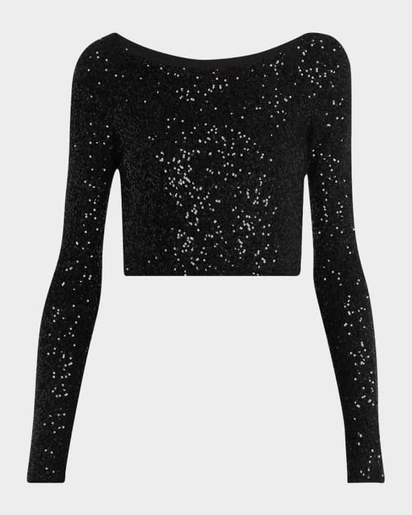 Dries Van Noten Carasi Embellished Mesh Panel Top | Neiman