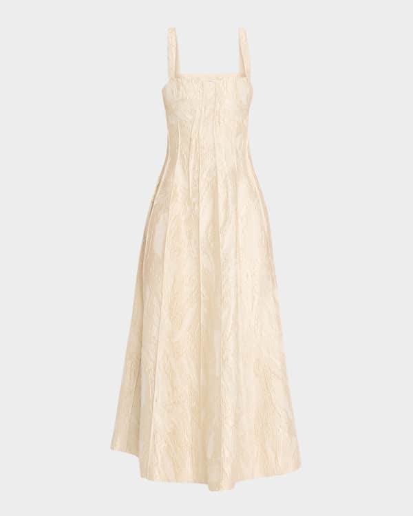 SIMKHAI Callan Jacquard Lace Sleeveless Bustier Midi Dress Neiman Marcus