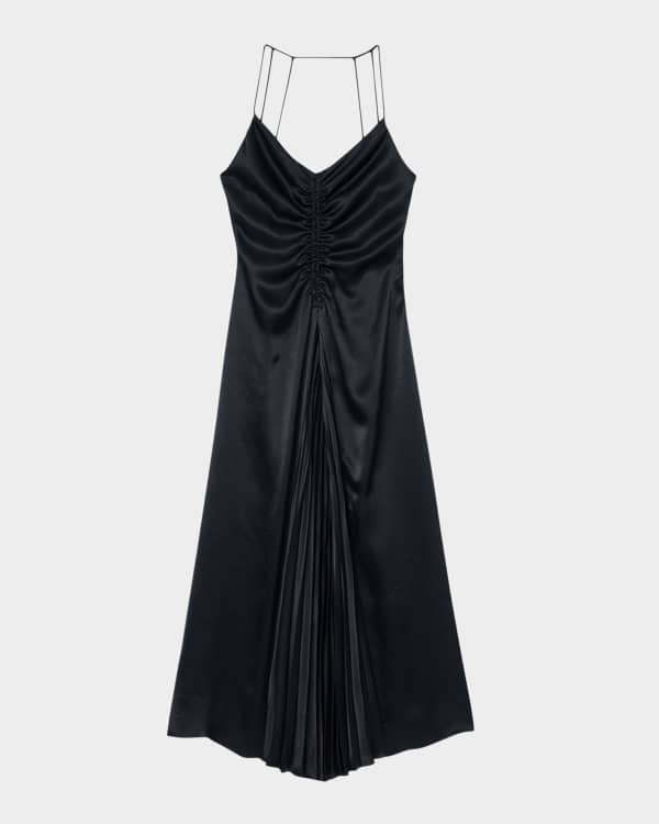 Shona Joy V Neck Spaghetti Strap Asymmetric Bias Cut Slip Dress Neiman Marcus