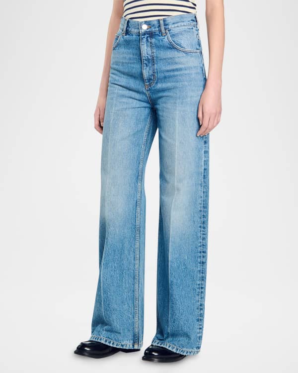 Jean Paul Gaultier Screen-Printed Logo Pockets Straight-Leg Denim Pants |  Neiman Marcus