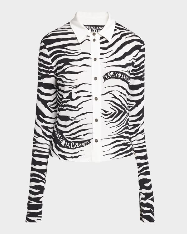 Versace Jeans Couture Long-Sleeve Stretch Logo Top | Neiman