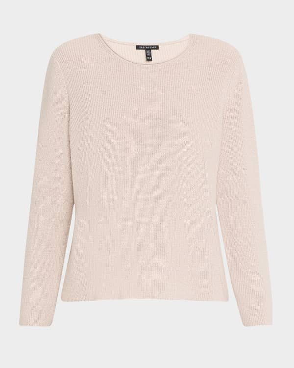 Eileen Fisher Ribbed Crewneck Cotton Cashmere Sweater Neiman Marcus