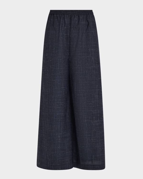 Khaite Pheadra Wide-Leg Ankle Crepe Pants | Neiman Marcus