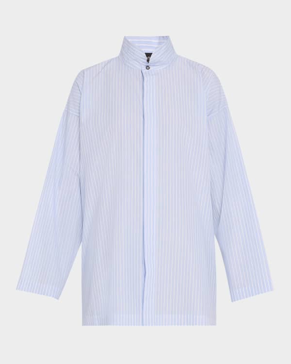 eskandar × Neiman Marcus ダブルカラーシャツ Eskandar Sz 2 (XL/2X) 100% Silk Nieman Marcus Double Collar