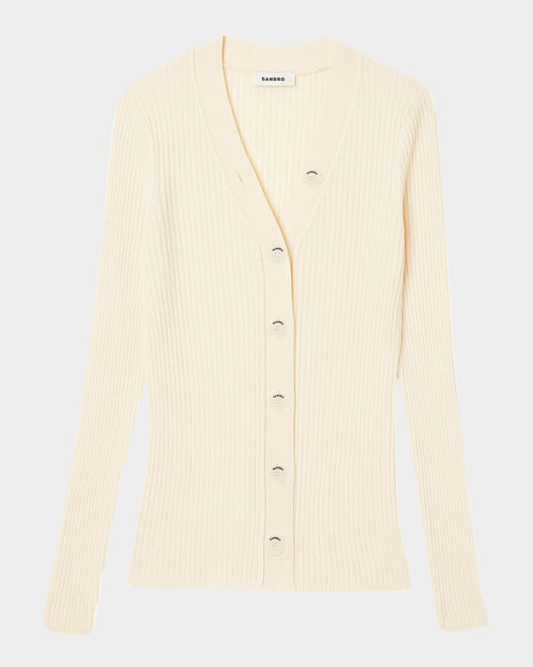 Sandro Gabrielle Embellished Rib-Knit Cardigan | Neiman Marcus