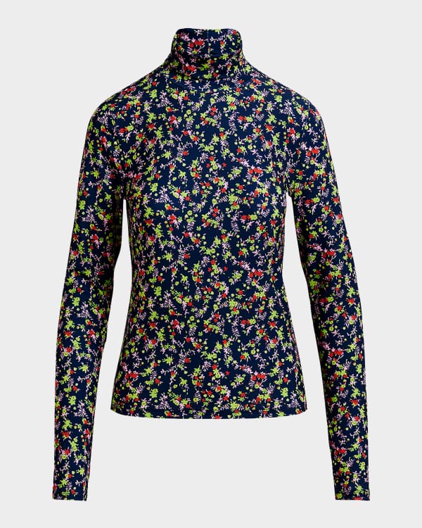 割引 St. John Western Paisley Nuda Jersey Turtleneck Long-Sleeve トップス