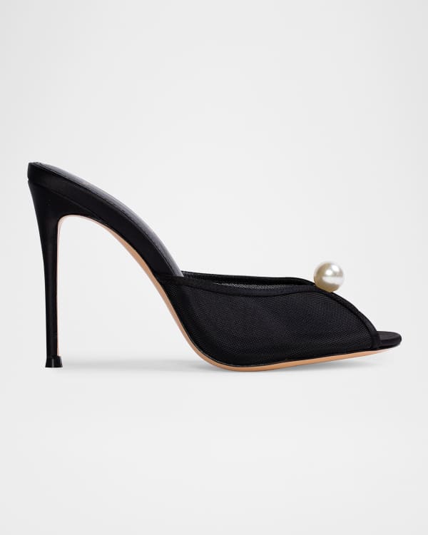 Black Suede Studio Celine Metallic Croco Mule Sandals Neiman Marcus