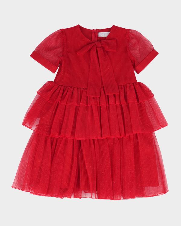 KIDS ROUND NECK TIERED DRESS 4-10 ST GERMAINS GIRL main image 1
