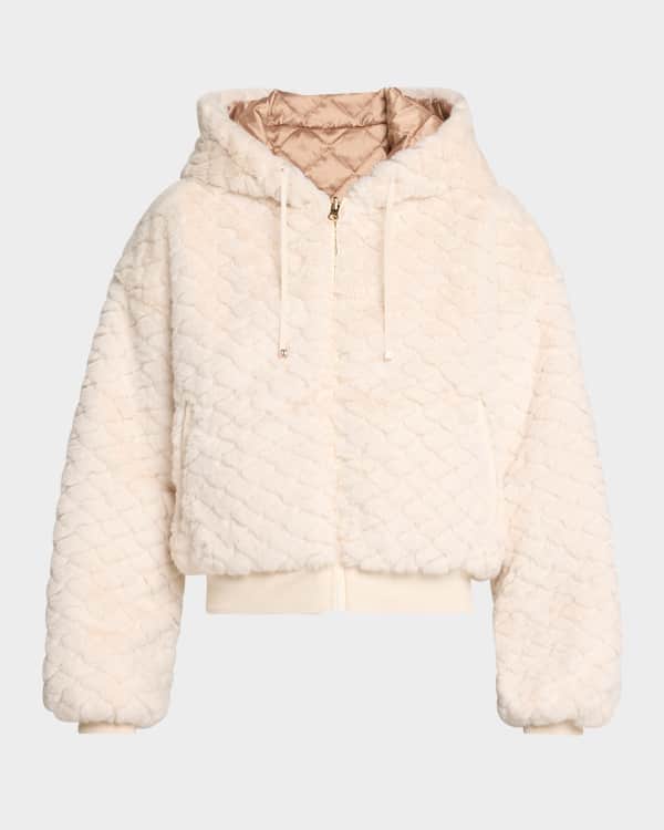 Faux fur cropped hoodie clearance
