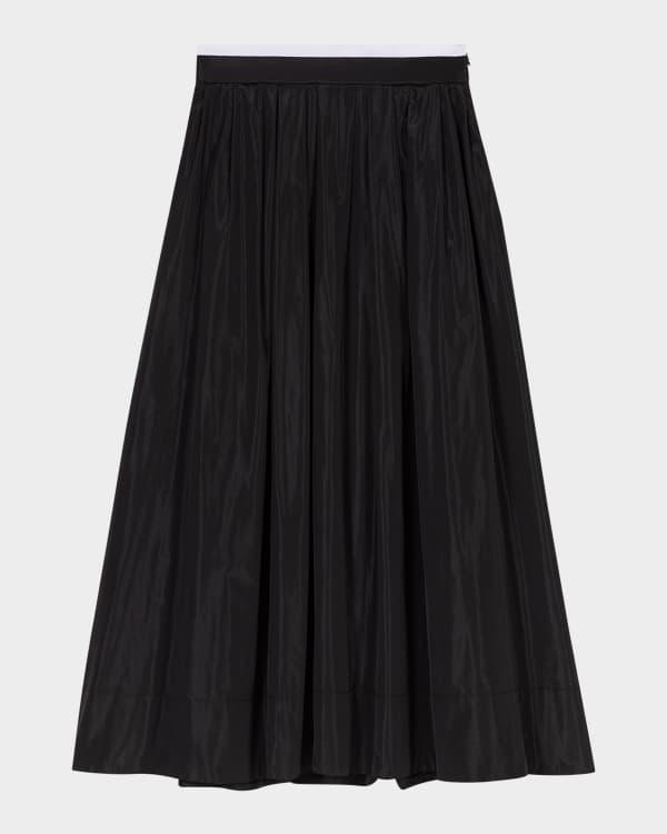 Joan Vass Petite Long Pleated Skirt Black Neiman Marcus