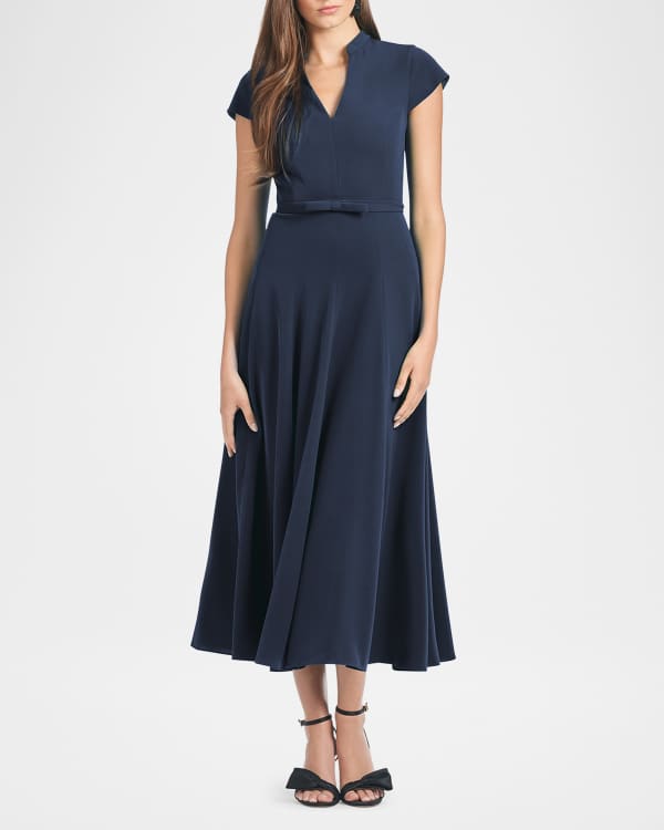 Halston Jacklyn Sleeveless Crepe Satin Midi Dress Neiman Marcus