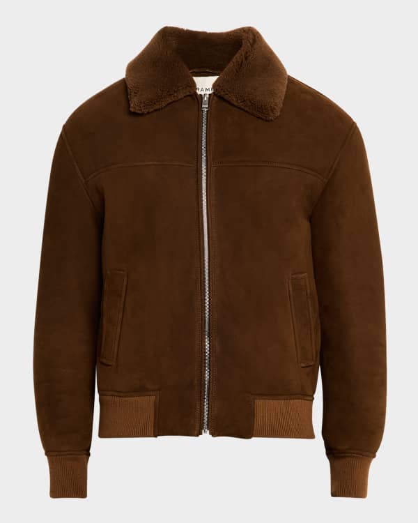 John Varvatos Men s Khai Suede Bomber Jacket Neiman Marcus