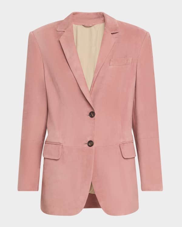 Brunello Cucinelli Plaid Metallic Double-Breast Wool Blazer