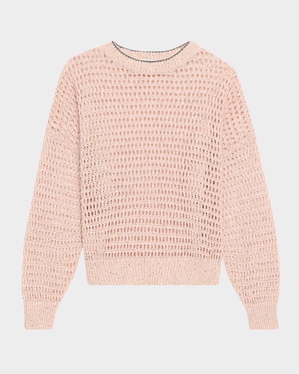 Pull Brunello Cucinelli Rayé En Mohair Mélangé - Orné De Paillettes - Taille M - Occasion Parfait état