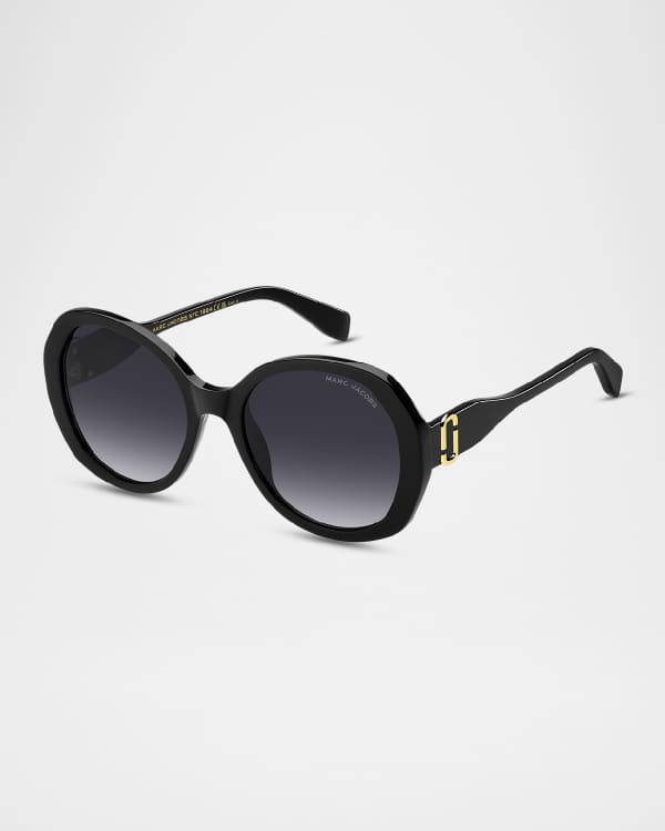 Marc Jacobs Embossed Logo Acetate Oval Sunglasses | Neiman