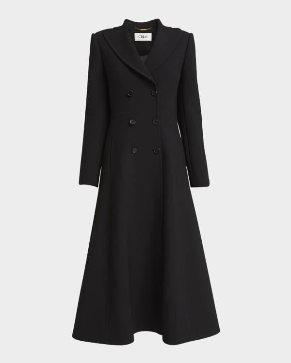 Chloe x Atelier Jolie Long Cape Overcoat with Tie Neck | Neiman Marcus