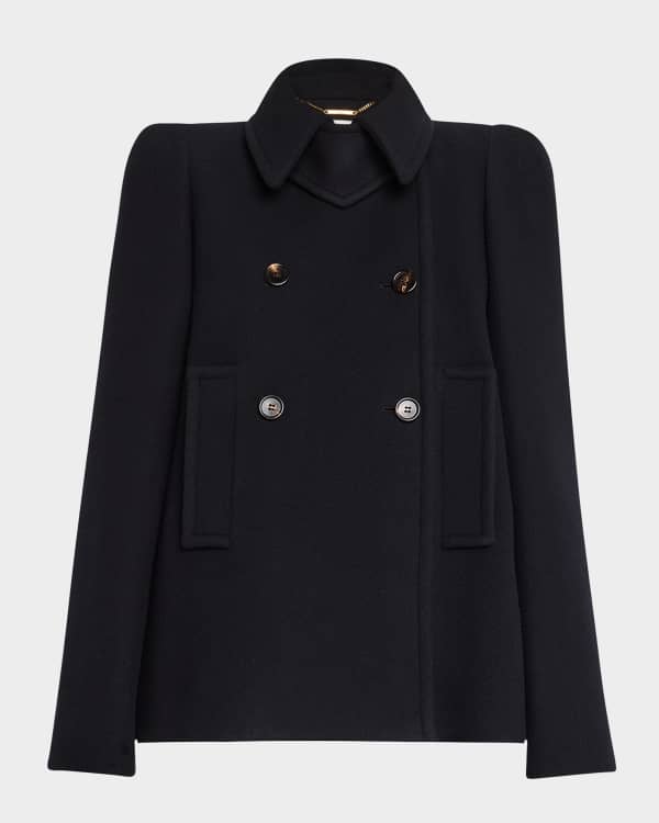 Chloé Fitted Long Double Breasted Coat In Wool Crêpe | Chloé US