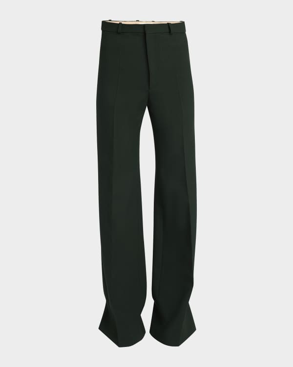 Balmain 6-Button Crepe Wide-Leg Pants | Neiman Marcus