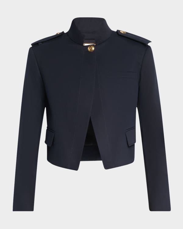 Chloe Scalloped Velvet Crop Jacket | Neiman Marcus