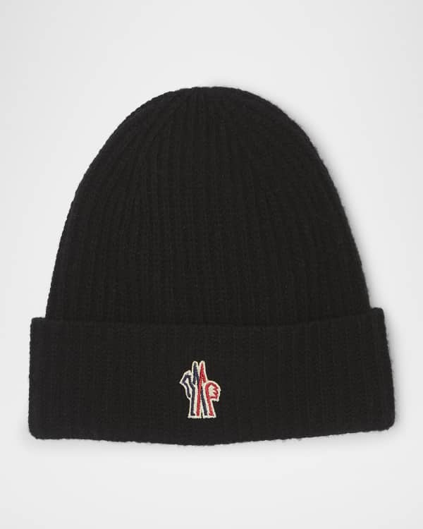 MONCLER ニット帽 beanie Moncler Logo Unisex Wool tricot Beanie Ribbed Cable Knit Hat
