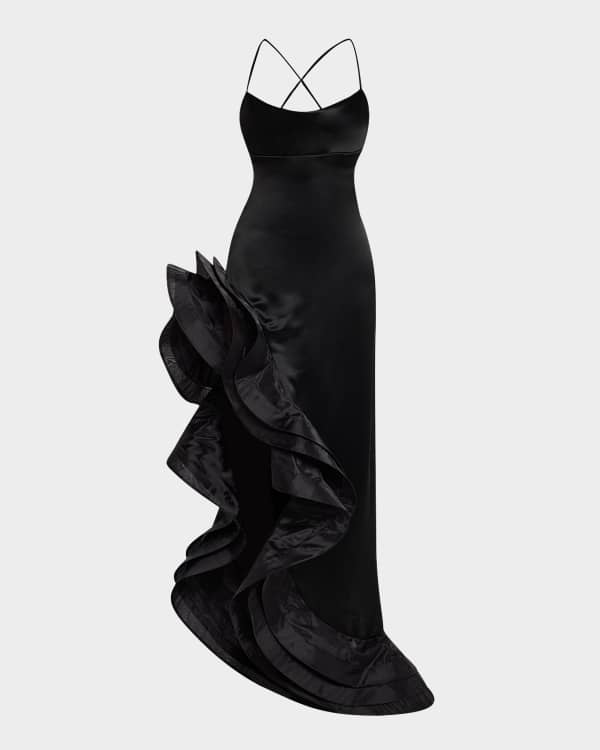 Basix Floral Embroidered Sleeveless A Line Gown Neiman Marcus