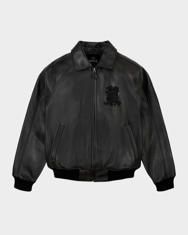 AVIREX Men's Leather Logo Track Jacket | Neiman Marcus
