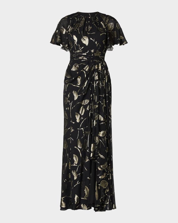 Alice + Olivia Arza Floral-Print Godet-Pleated Maxi Dress