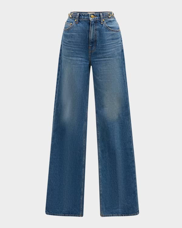 Versace Jeans Couture Wide-Leg Allover Logo Jeans | Neiman