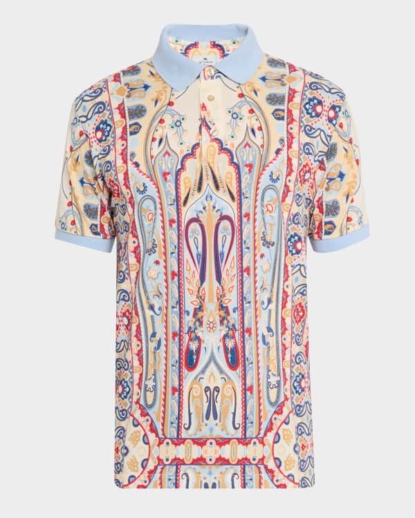 Tシャツ・カットソー ETRO FW25 Polo Paisley flowers (MRMD0004AK930 X0884) Etro Men's Paisley Polo Shirt | Neiman Marcus