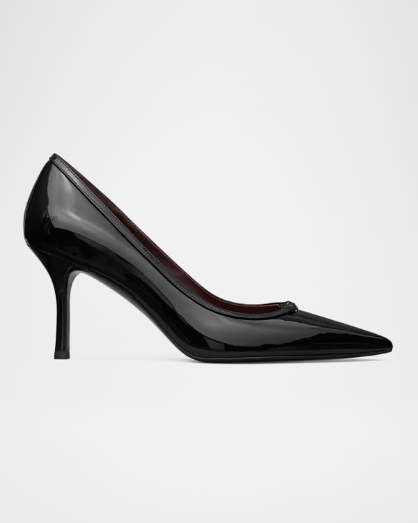 Tory Burch Eleanor Angled Kitten Heel Leather Pumps | Neiman Marcus